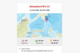 Gempa 5,0 SR Guncang Sulawesi Utara, Tidak Berpotensi Tsunami