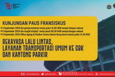 Dishub DKI Rekayasa Lalu Lintas di Katedral dan GBK Saat Kunjungan Paus Fransiskus