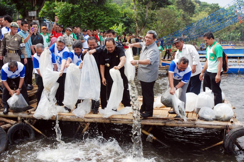  FOTO: Tebar benih ikan di Waduk Darma Kuningan