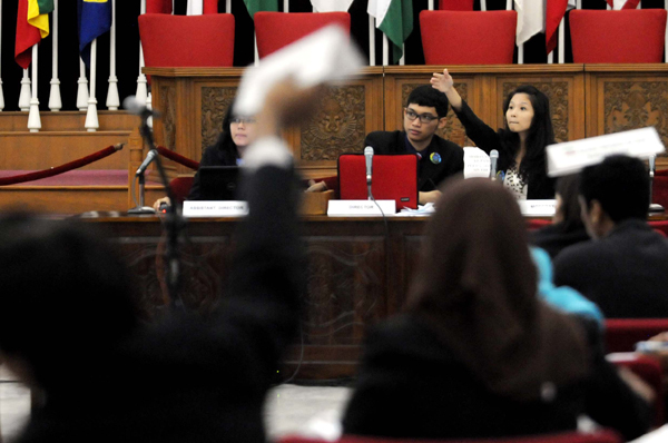  FOTO: Mahasiswa ikuti simulasi sidang umum PBB di Gedung Merdeka