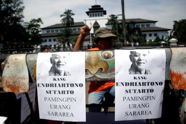  FOTO: Penarik Becak di Bandung Dukung Endriartono Sutarto Jadi Capres 