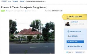  Rumah Peninggalan Bung Karno Dijual Lewat Tokobagus Rp29 Miliar