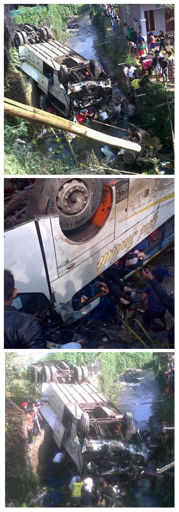  Foto-foto Eksklusif Kecelakaan Bus Maut di Bogor