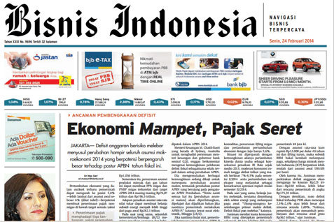  BISNIS INDONESIA: Ekonomi Mampet, Pajak Seret