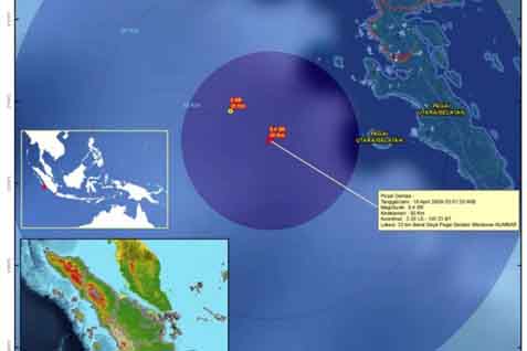  Gempa  4,1 SR Guncang Mentawai, Sumbar