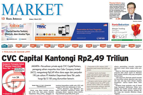  BISNIS INDONESIA Seksi Market: CVC Capital Kantongi Rp2,49 Triliun dari Jual Saham