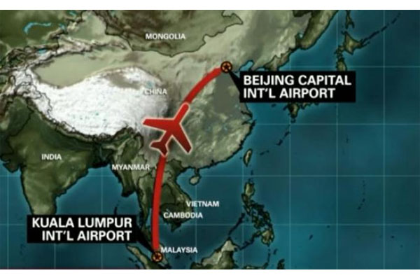    Rute penerbangan Boeing 777-200ER Malaysia Airlines/cnn.com/created YUS