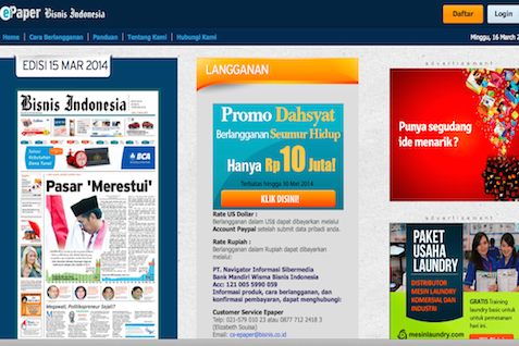  Mau Langganan Epaper Bisnis Indonesia Selamanya? Cuma Rp10 Juta, Kesempatan Terbatas!