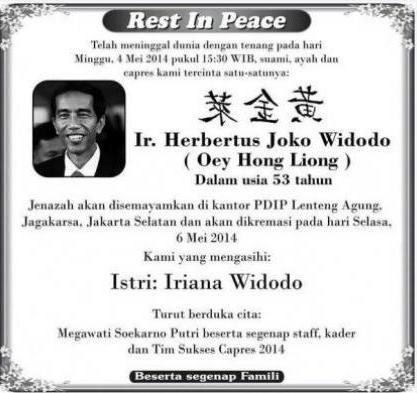  Tulisan \"RIP Jokowi\" Ditulis Tim Sukses Sendiri?