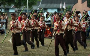  Pelajar di Cirebon Gelar Upacara HUT Pramuka Ke-53