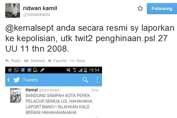  Tanggapi Hinaan Akun @kemalsept, Ini Kultwit RK