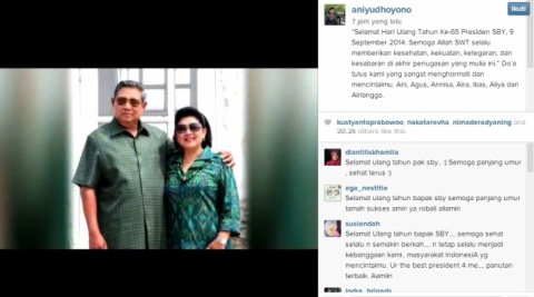  Lewat Instagram, Bu Ani Ucapkan Selamat Ultah Pada SBY