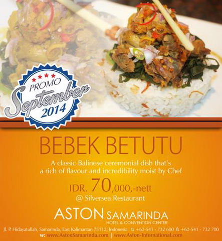  Dapatkan Promo Menarik Menu Bebek Betutu Dari Aston Samarinda