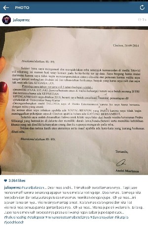  Heboh di Instagram, Julia Perez Dilamar Orang Cirebon