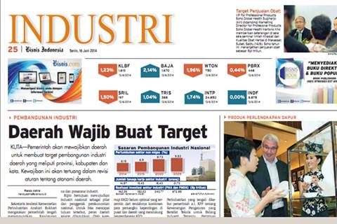  Headline Bisnis Indonesia Rabu  (22/10/2014)  INDUSTRI: Ekspor Capai US$5 Miliar Pada 2020