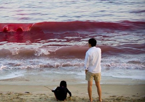  Ombak Warna Merah Ini Bikin Geger Warga China