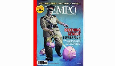 Ilustrasi sampul majalah Tempo soal Rekening Gendut Polri
