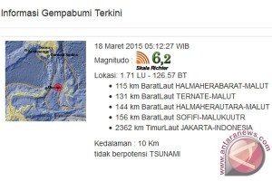  Gempa 6,2 SR Guncang Halmahera