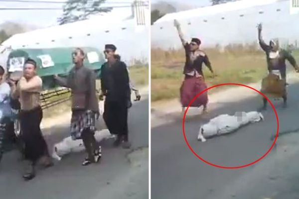  VIDEO: Tanpa Disadari, Pocong Terjatuh ke Jalan dari Atas Keranda