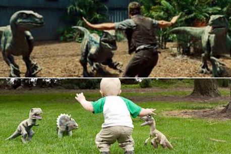  Foto Bocah Peragakan Adegan Melatih Raptor Ini Bikin Chris Pratt Menangis