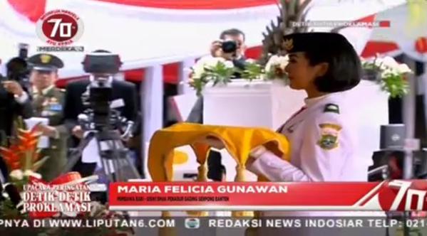  Maria Felicia Gunawan, Sosok Pembawa Baki Bendera Pusaka