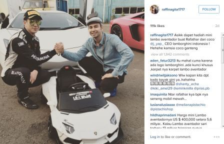  Putra Raffi Ahmad Dapat Kado Lamborghini
