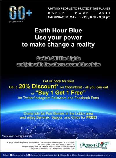  Dukung Earth Hour, Mason Pine Hotel Matikan Listrik Selama 1 Jam