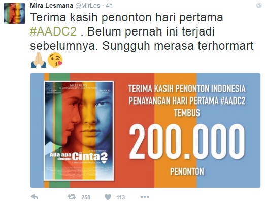  Wow, AADC 2 Ditonton 200.000 Orang di Hari Pertama Tayang