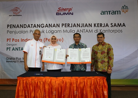  Pos Indonesia-Antam Kerja Sama Penjualan Emas