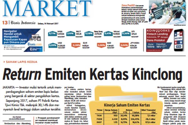  BISNIS  INDONESIA 14 Februari, Seksi Market: Return Emiten Kertas Kinclong