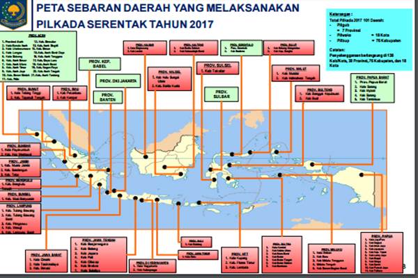  Pilkada Serentak 2017 Digelar 101 Daerah, Simak Rinciannya