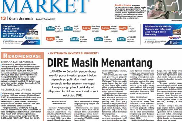  Bisnis Indonesia 27 Februari, Seksi Market: Tantangan Investasi DIRE