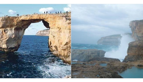  Tebing Batu Azure Window Yang Menjadi Ciri Khas Malta Roboh