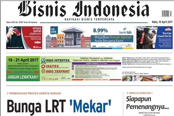  BISNIS INDONESIA (19/4), Seksi Utama : Bunga LRT Mekar