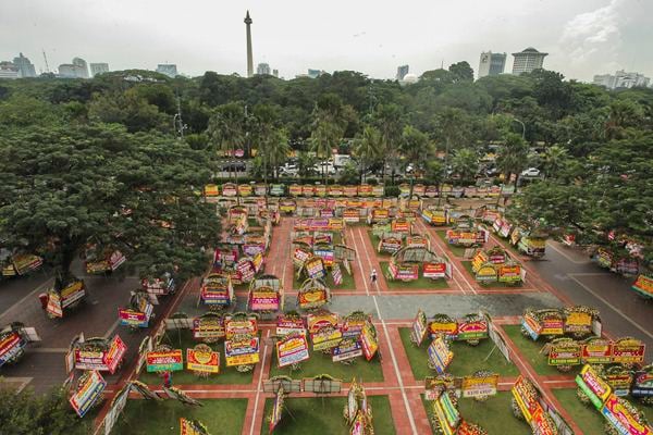  Hingga Sore, Karangan Bunga untuk Ahok-Djarot Terus Berdatangan