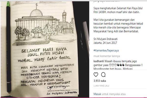  Sri Mulyani Ternyata Jago Lukis, Kartu Ucapan Idulfitri Menkeu Jadi Bukti