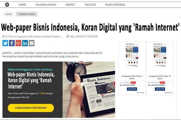  Web-paper Bisnis Indonesia, Koran Digital yang \'Ramah Internet\'