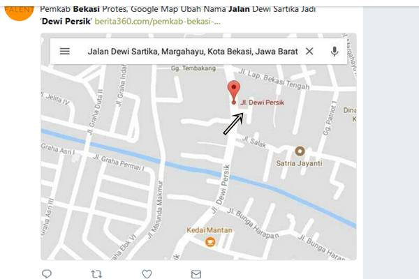  Jalan Dewi Persik Nongol di Google Maps, Warga Bekasi Heboh