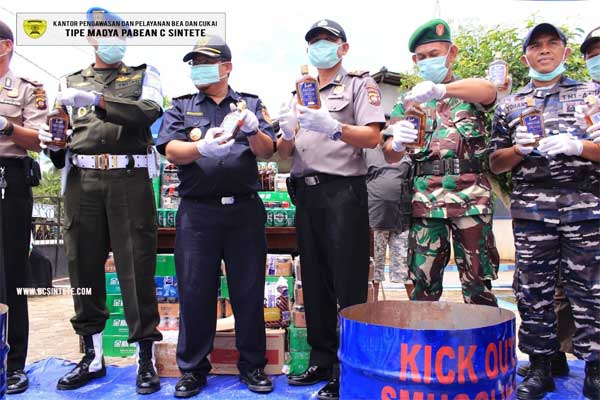  Bea Cukai Sintete Musnahkan Ratusan Ribu batang Rokok