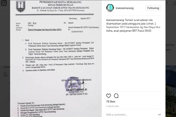  Catat! Trans Semarang Jalan Lebih Siang saat Idul Adha