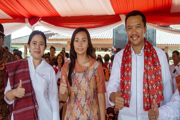  Livi Zheng, Puan Maharani, dan Imam Nahrawi di Kirab Pemuda 2017