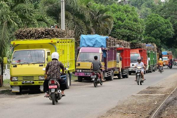 Truk pengangkut tebu antre di Pabrik Gula (PG) Mojo, di Sragen, Jawa Tengah, milik PT Perkebunan Nusantara IX (Persero), Selasa (18/7). Pascarevitalisasi yang dimulai pada April lalu, PG Mojo menargetkan kapasitas giling hingga 4.000 ton cane per day (TCD) dari sebelumnya hanya 2.750 TCD./JIBI-Pamuji Tri Nastiti