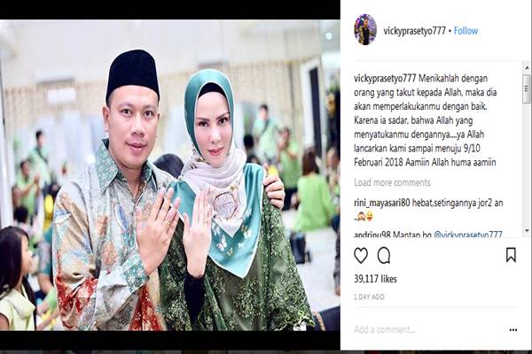  Lewat Instagram, Vicky Prasetyo Akui Akan Nikahi Angel Lelga Februari Mendatang