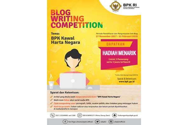  BPK Gelar Lomba Menulis Blog Berhadiah Total Rp30 Juta