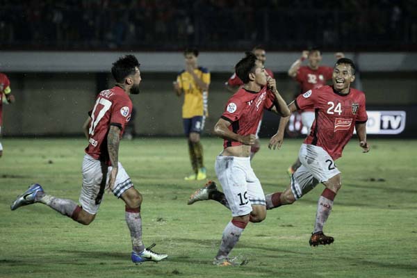 Selebrasi para pemain Bali United setelah menjebol gawang Tampines Rovers./BaliUtd.com
