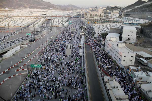 Jemaah tengah berada di Mina, Arab Saudi, pada pelaksanaan ibadah haji 2017/Reuters-Suhaib Salem