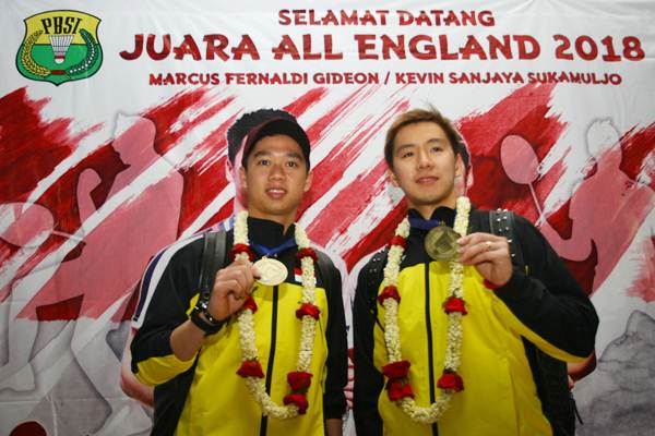  Sang Jawara Kevin Sanjaya dan Marcus Gideon Tiba di Tanah Air