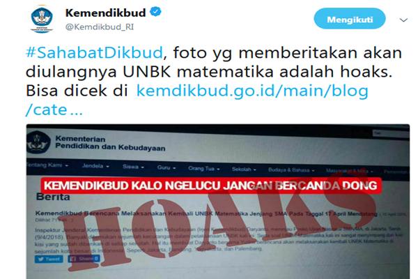  Beredar Info UNBK Matematika Akan Diulang, Kemendikbud Pastikan Hoaks