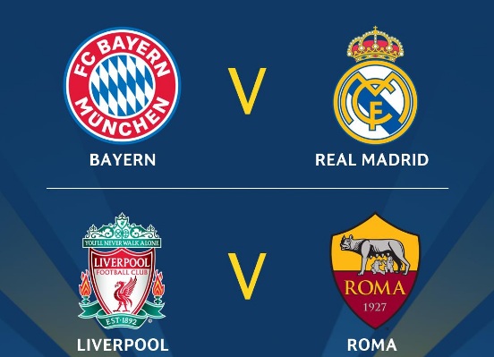  Semifinal Liga Champions: Bayern Munich v Real Madrid, Liverpool v Roma