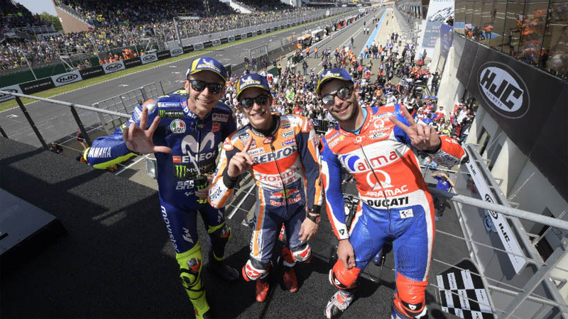  MotoGP Prancis: Marquez Juara, Rossi Podium Posisi 3